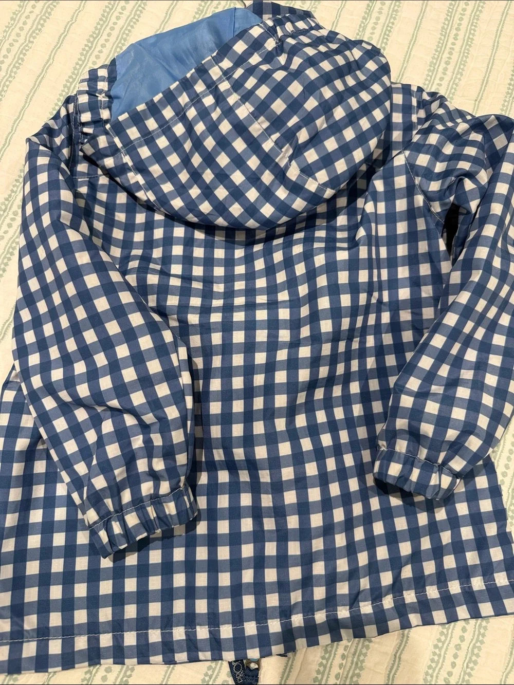 Progreen Kids' Blue & White Gingham Hooded Raincoat